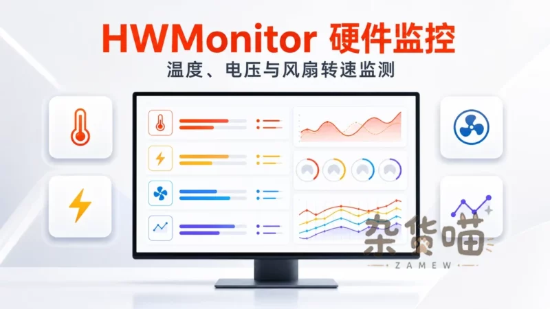 HWMonitor | Windows 硬件监控工具 - 温度、电压与风扇转速 - 杂货喵