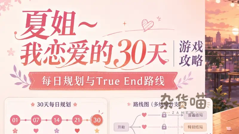 夏姐~我恋爱的30天 | 游戏攻略 - M1-M10每日规划与 True End 路线 - 杂货喵