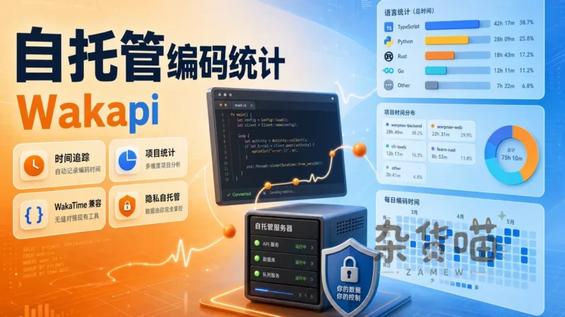 Wakapi | 开源编码统计系统 - WakaTime兼容后端 - Docker自托管 - 杂货喵