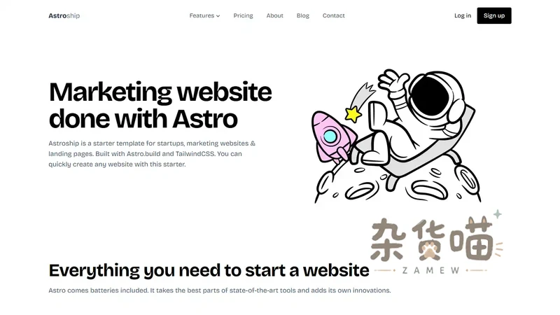 Astro SaaS 多页 Tailwind CSS 模板 | Astroship - 杂货喵