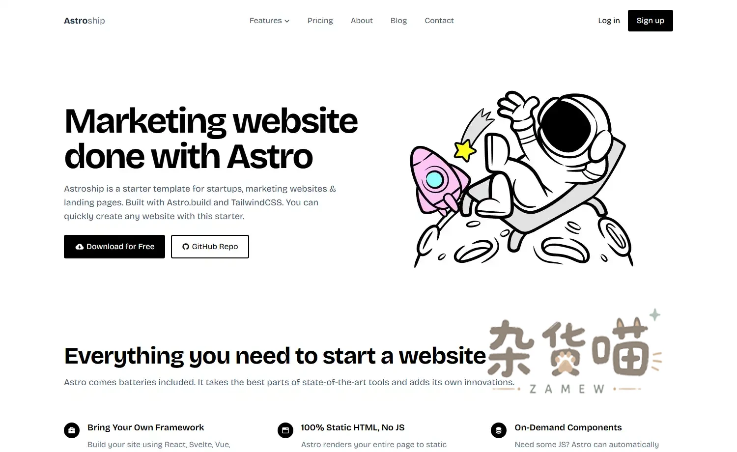 Astroship Astro SaaS 模板首页预览