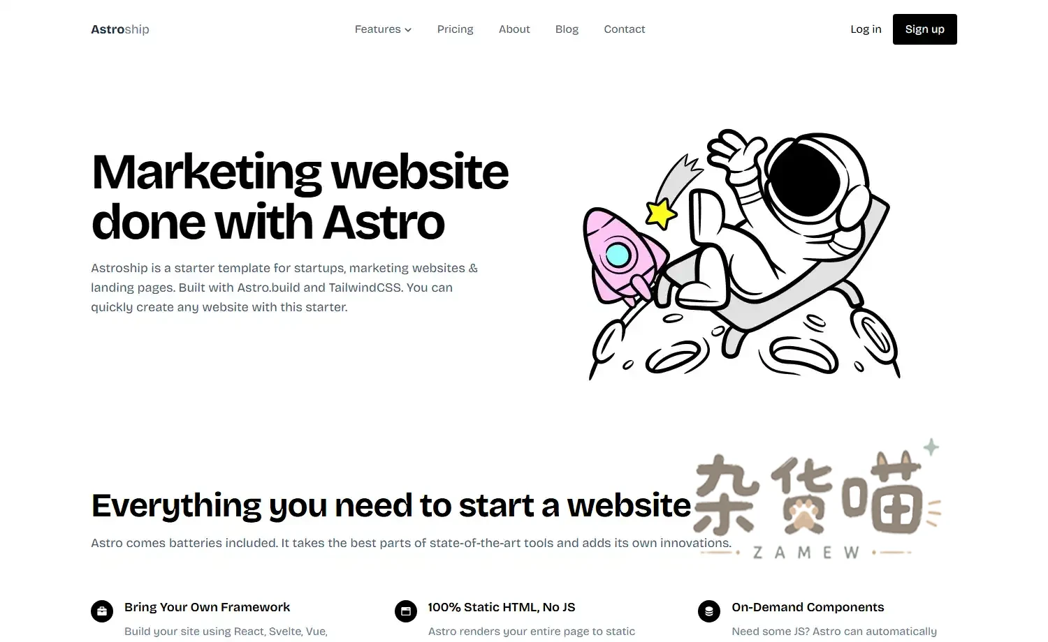 Astroship Astro SaaS 模板首页预览
