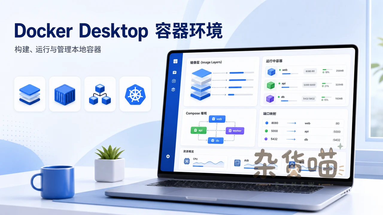 Docker Desktop 镜像、容器与 Compose 本地开发封面图