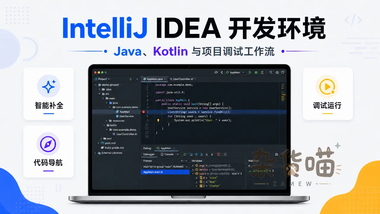 IntelliJ IDEA 开发环境封面:Java、Kotlin、代码导航与调试工作流