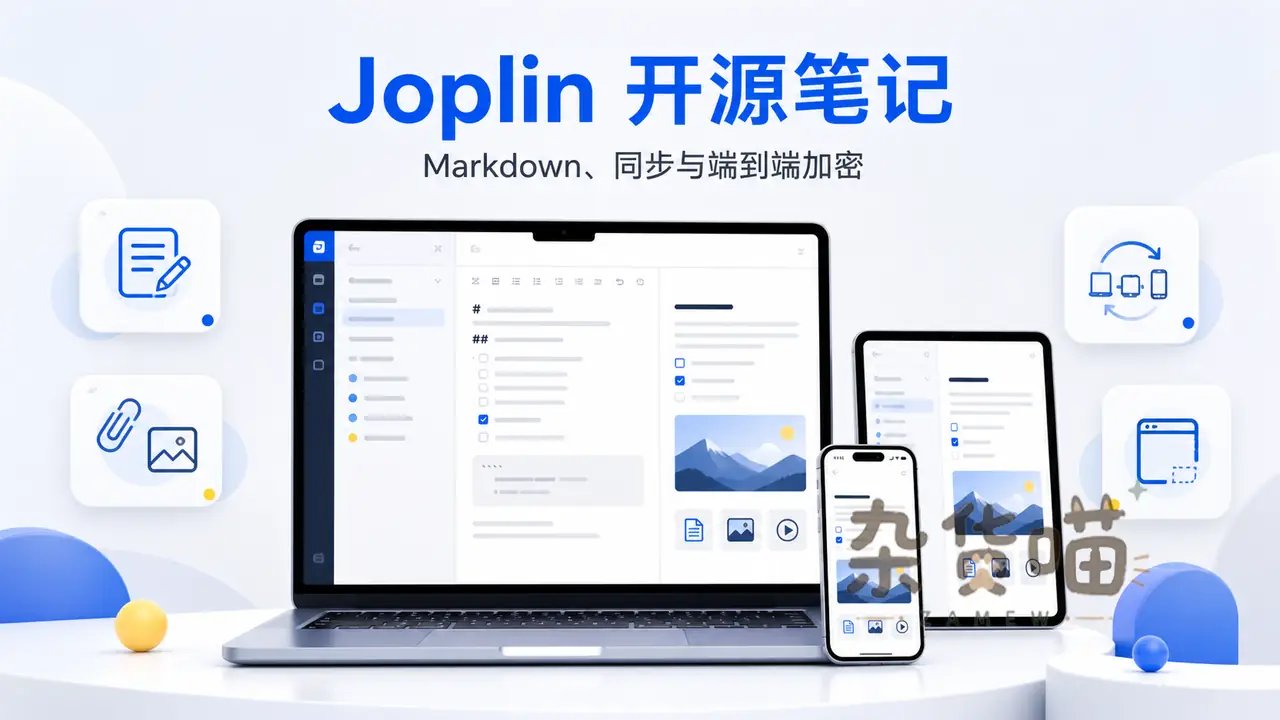 Joplin 开源笔记 Markdown、同步与端到端加密封面