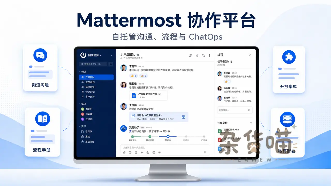 Mattermost 协作平台封面:自托管沟通、流程与 ChatOps