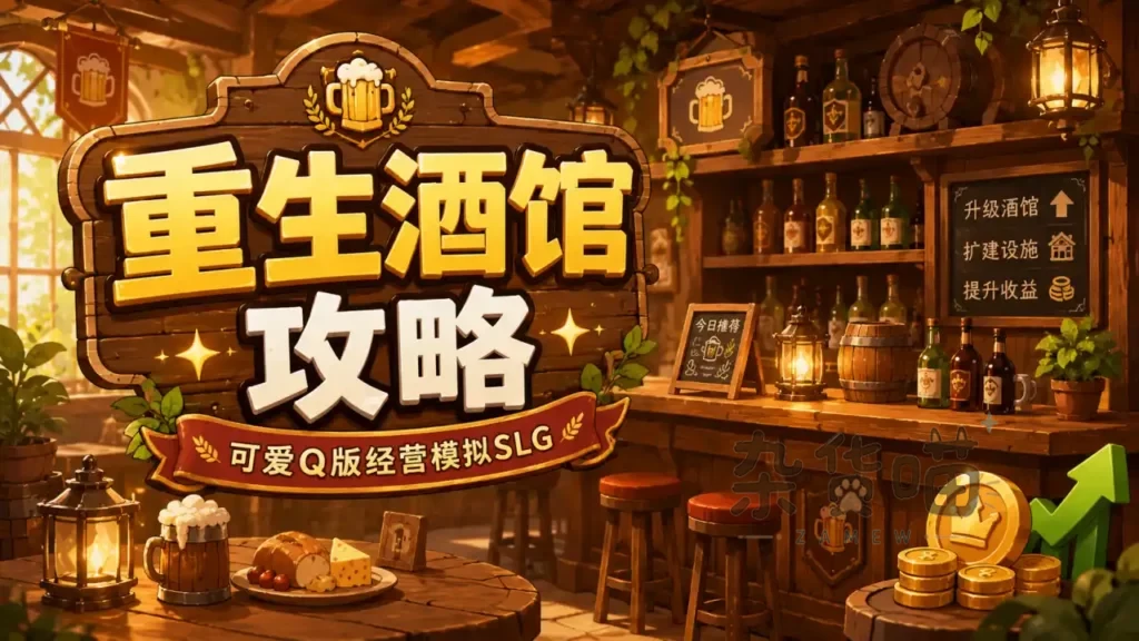 重生酒馆攻略封面，三名Q版角色与主线13路线规划