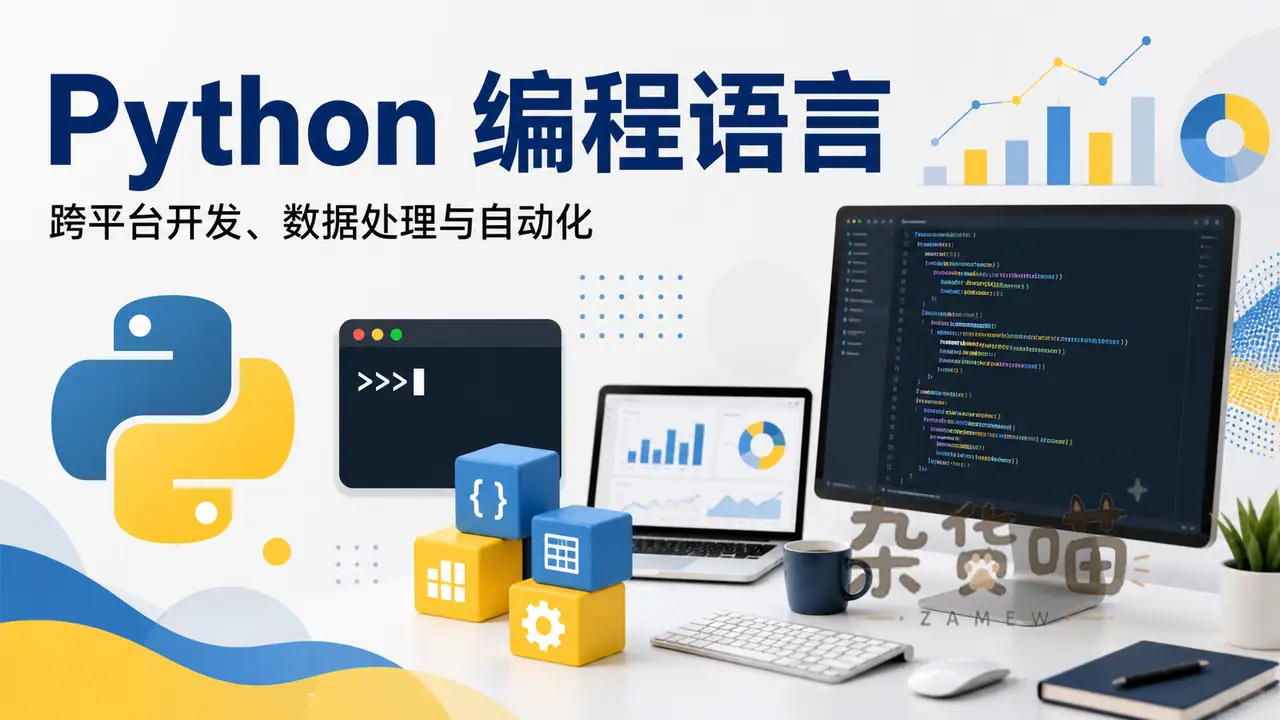 Python 编程语言封面：跨平台开发、数据处理与自动化