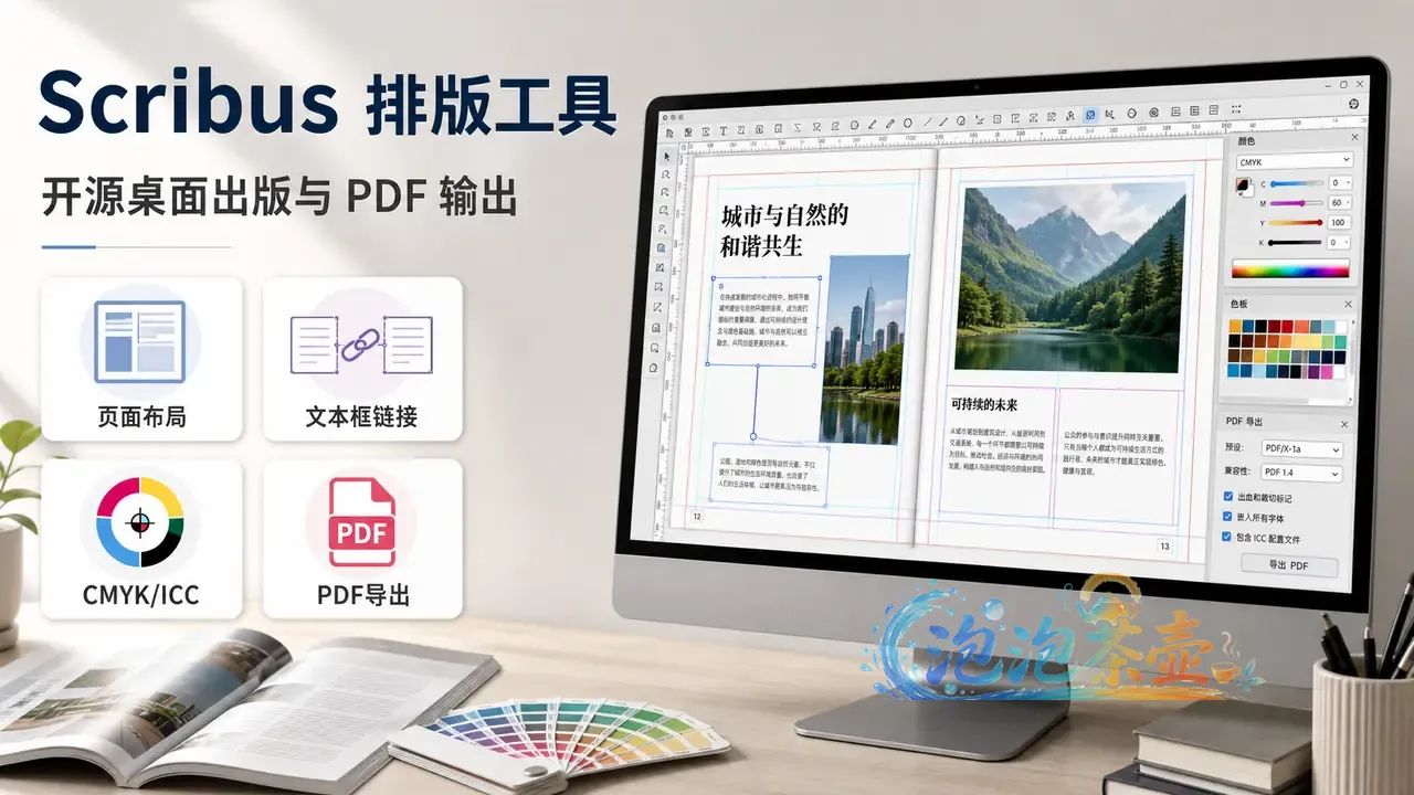 Scribus 开源桌面出版与 PDF 排版工具封面