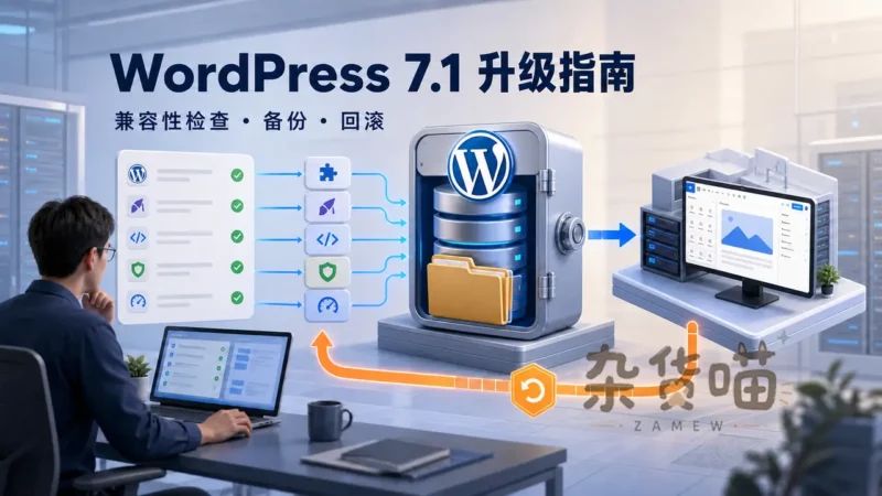 WordPress 7.1 升级指南：兼容性检查、备份与回滚 - 杂货喵