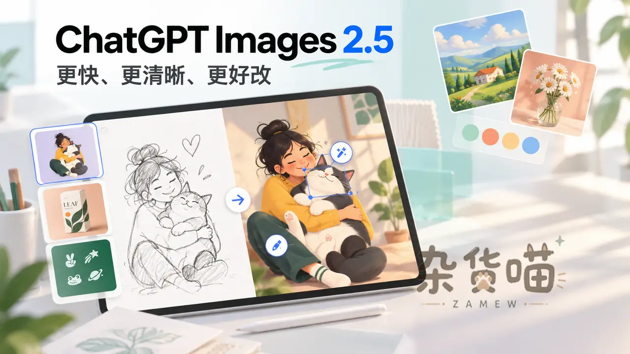 ChatGPT Images 2.5 从草图生成成品并进行局部编辑的概念封面
