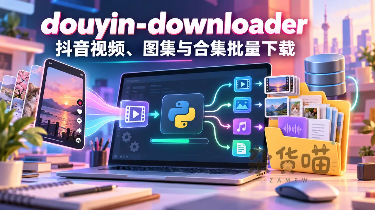 douyin-downloader 抖音视频、图集与合集批量下载封面