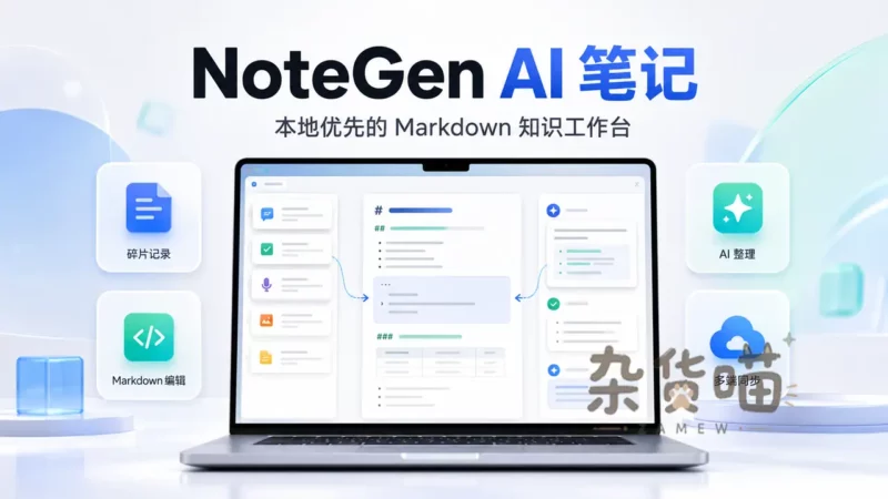 NoteGen - 开源 AI Markdown 笔记与知识整理工具 - 杂货喵