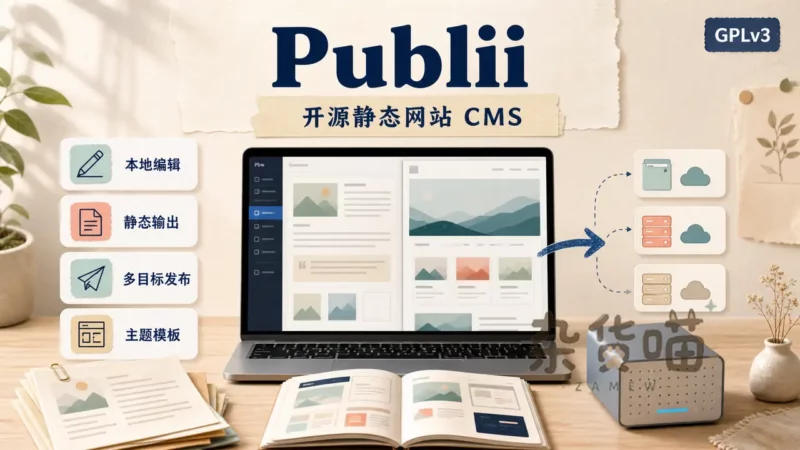 Publii | 开源静态网站 CMS - 本地创作与多平台发布 - 杂货喵