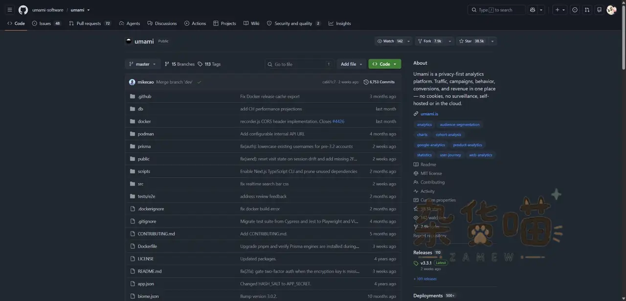 Umami GitHub 仓库文件结构与项目概览