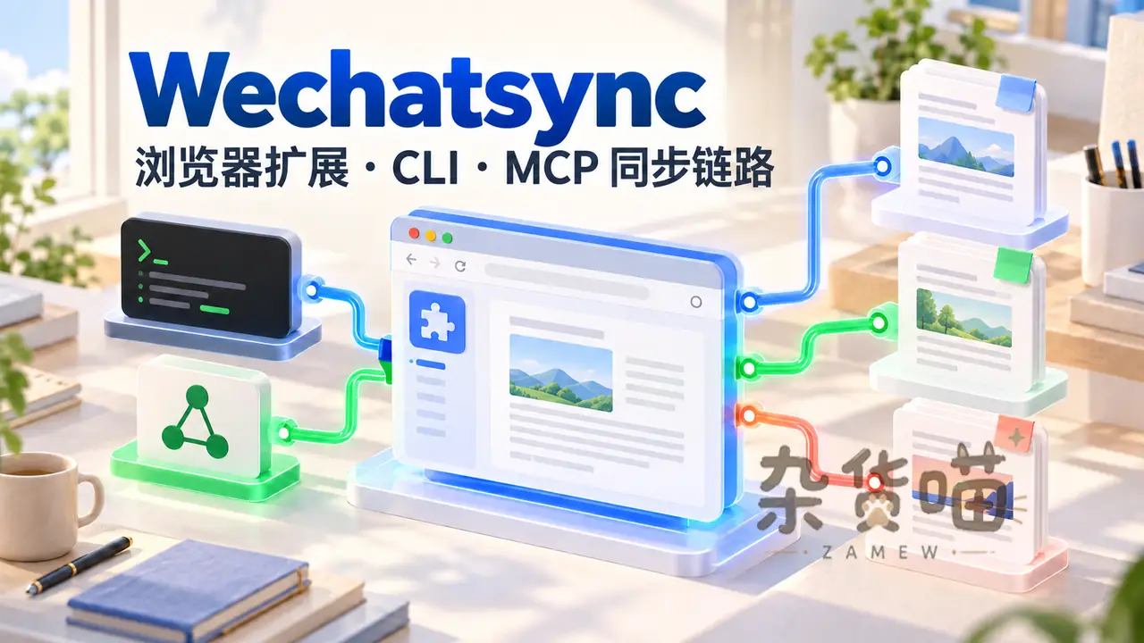 Wechatsync 浏览器扩展、CLI 与 MCP 同步链路封面
