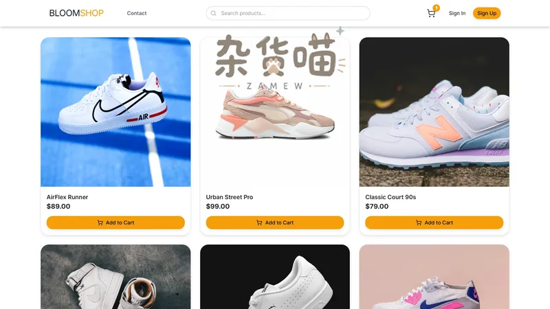 运动鞋电商网站模板 | BloomShop - Next.js 商品详情与购物车 - 杂货喵