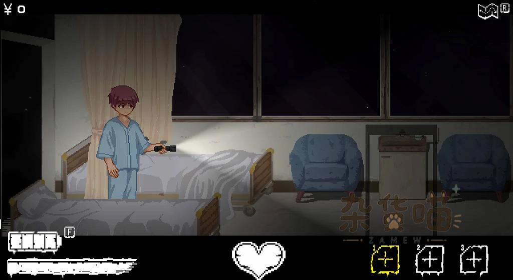 Hospital Seduction病房中的手电照明与底部电池和道具栏