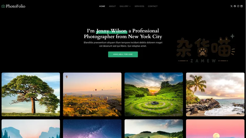 摄影作品集网站模板 | PhotoFolio - 图库灯箱与项目详情 - 杂货喵
