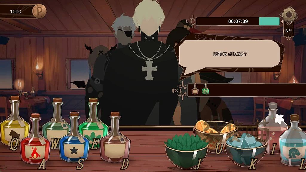 PUBPET酒馆调酒界面的配料快捷键和顾客订单
