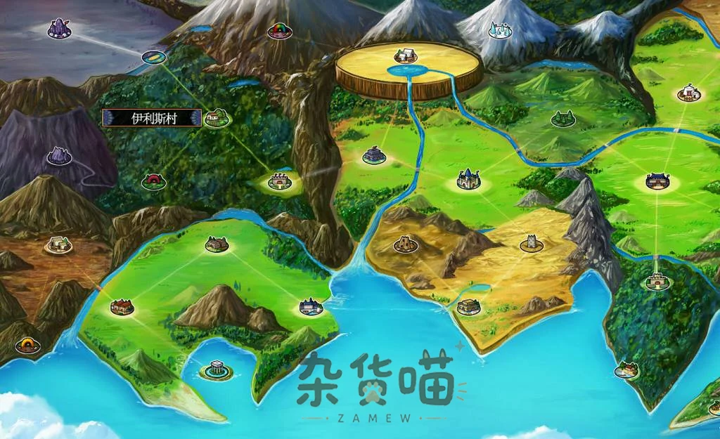 蕾娜莉丝传奇世界地图,山脉河流城镇与伊利斯村地点图标